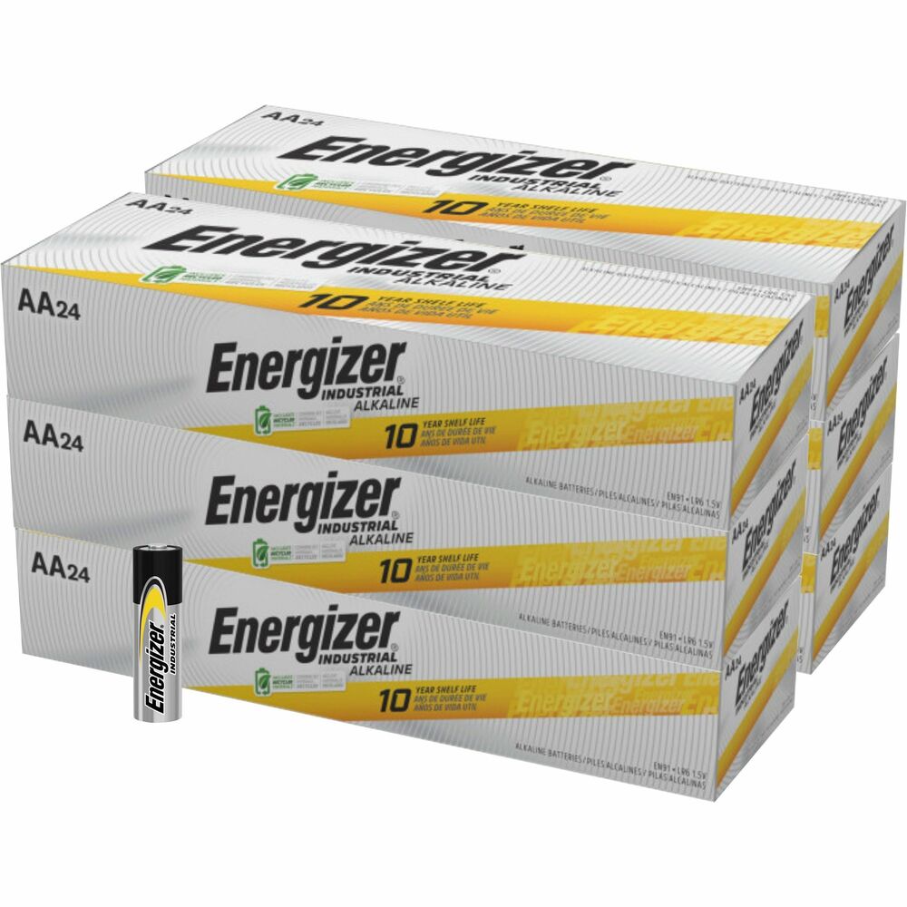 Image of Eveready Battery Co Inc Energizer Industrial Alkaline Battery, AA, 144/CT