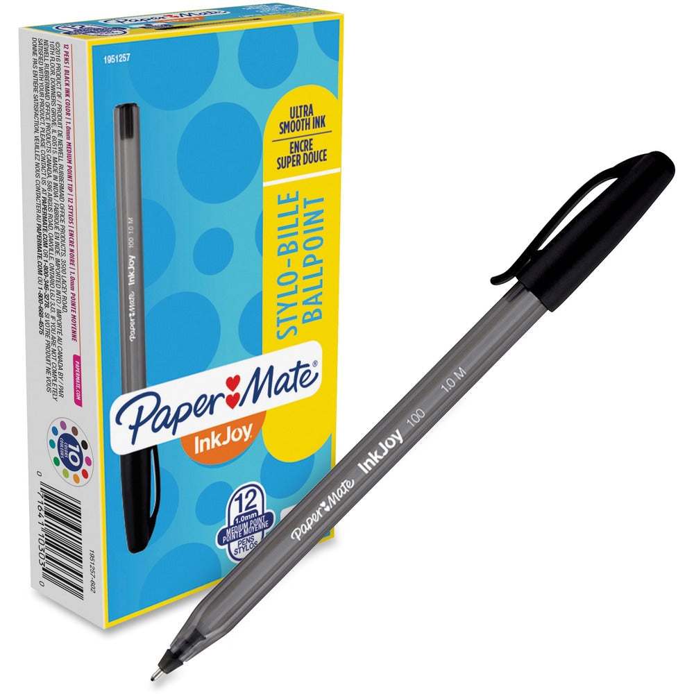 Image of Paper Mate Ballpoint Stick Pens, Medium Point, 100ST, Black