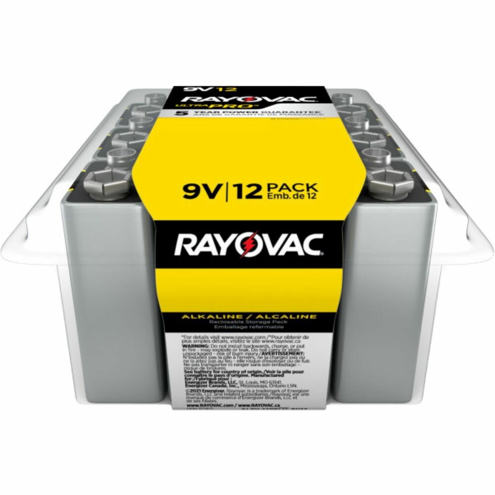 Image of Rayovac Corporation Batteries, Ultra Pro, 9V, Alkaline, 12/PK, 12PK/CT, SR/BK/YW