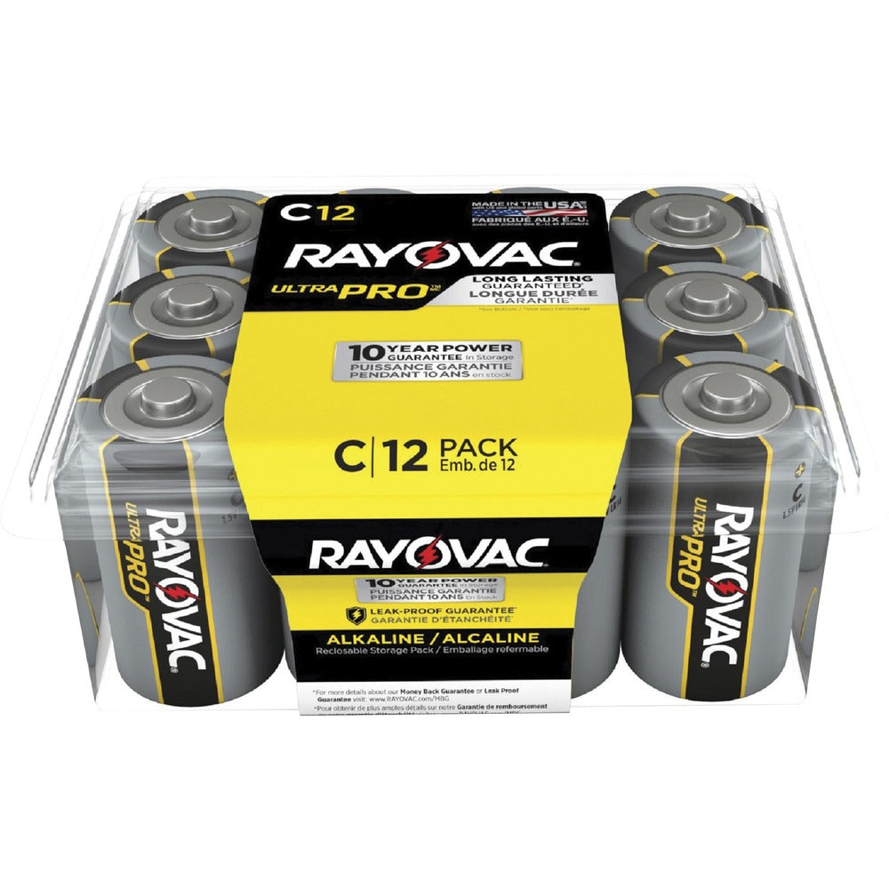 Image of Rayovac Corporation Alkaline Batteries, C Ultra Pro, 12/PK, 8PK/CT, BK/SR