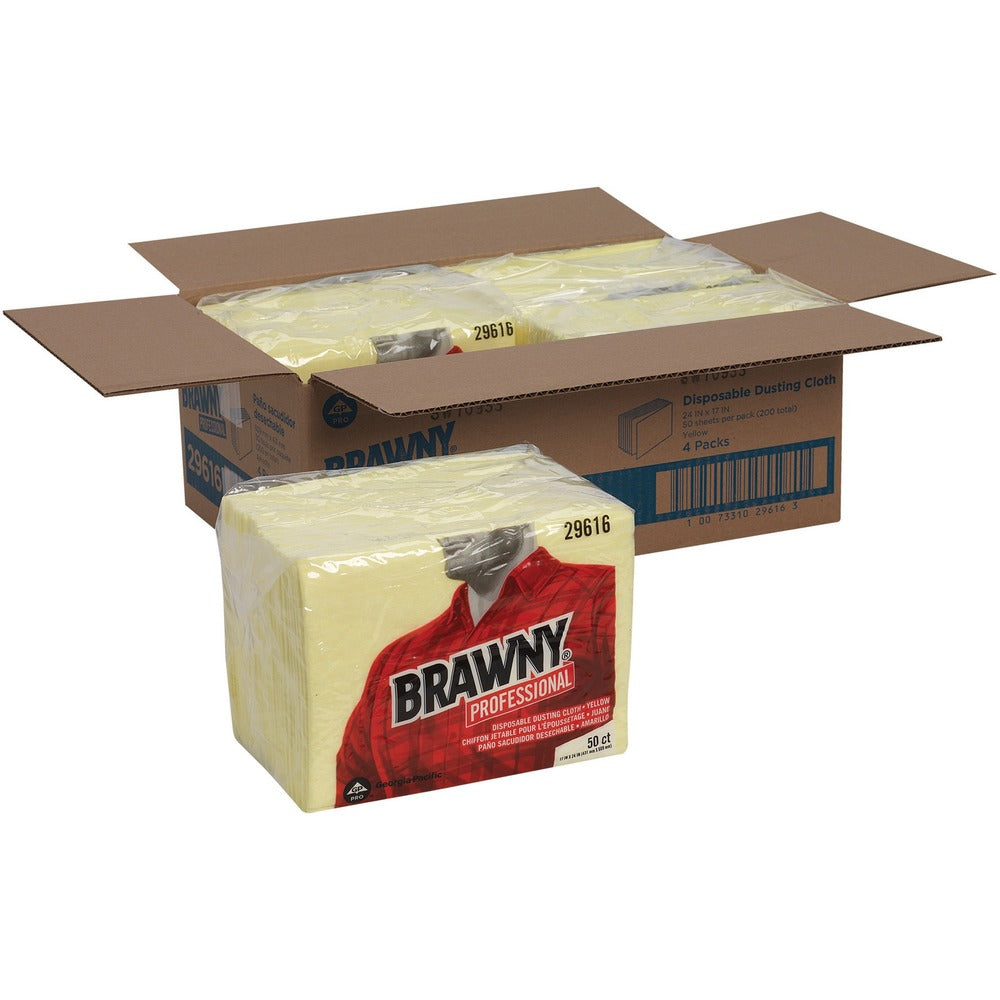 Image of Georgia-Pacific Dusting Cloths,Rayon Material,17"x24",50/PK,4PK/CT,Yellow