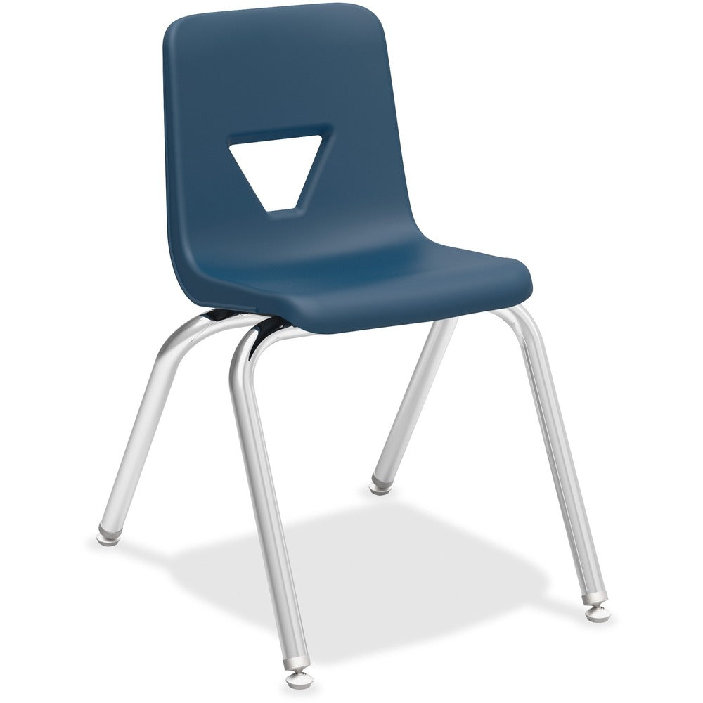 Image of Lorell Student Chairs, Stacking, 15-7/8"x20-1/2"x27", 4/CT, Navy