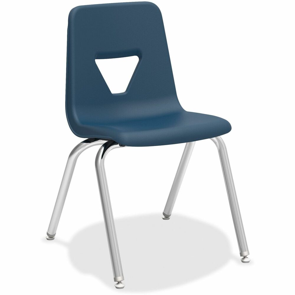 Image of Lorell Student Chairs, Stacking, 18-3/4"x20-1/2"x30", 4/CT, Navy