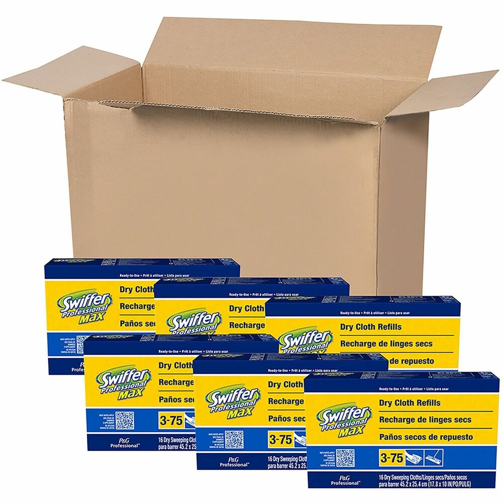 Image of Procter & Gamble Commercial Swiffer Cloth Max, Disposable, 16/Box, 6/CT, White