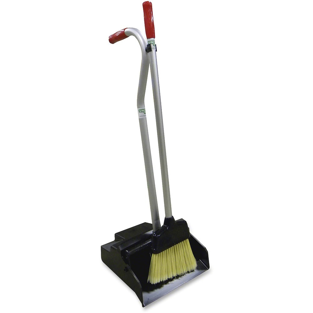 Image of Unger Ergodustpan w/Broom, 12" W, 6/CT, Black/Silver