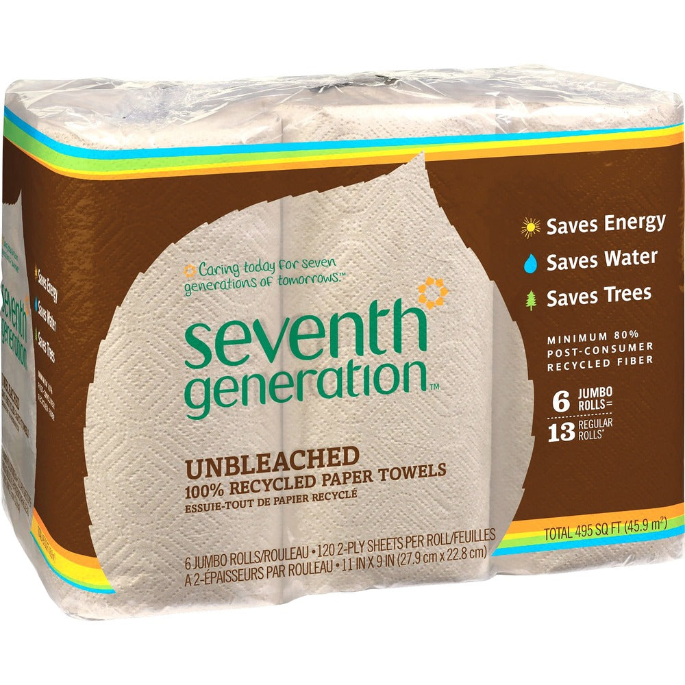 Image of Seventh Generation Jumbo Paper Towel,2-Ply,120Shts/Roll,6RL/PK,4PK/CT,NL