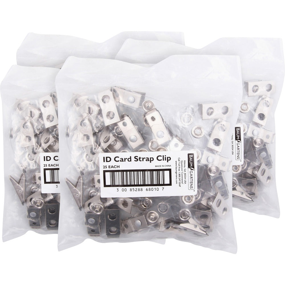 Image of Baumgartens ID Strap Clips, Prepunched, Vinyl, 25/PK, 4PK/BX, Clear