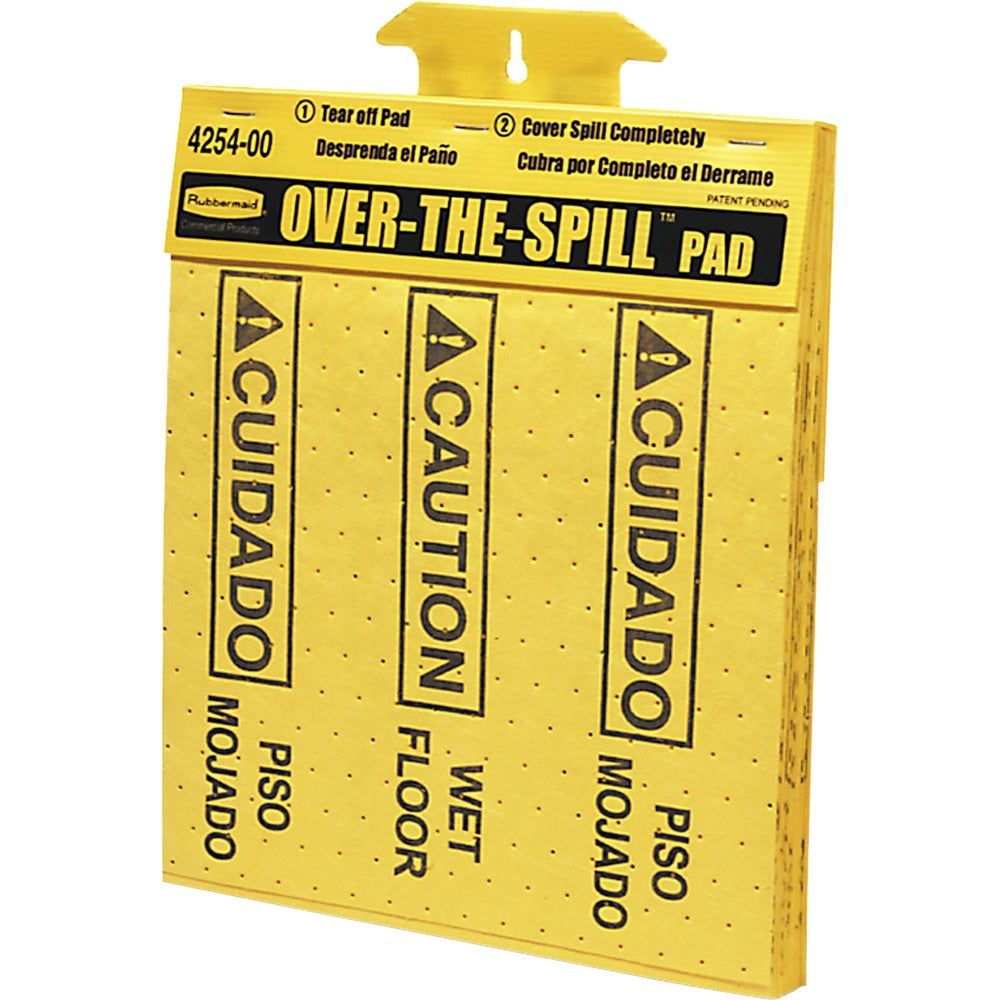 Image of Rubbermaid Commercial Products Caution Pads,Bilingual,16-1/2"x14",22/PK,12PK/CT,YW