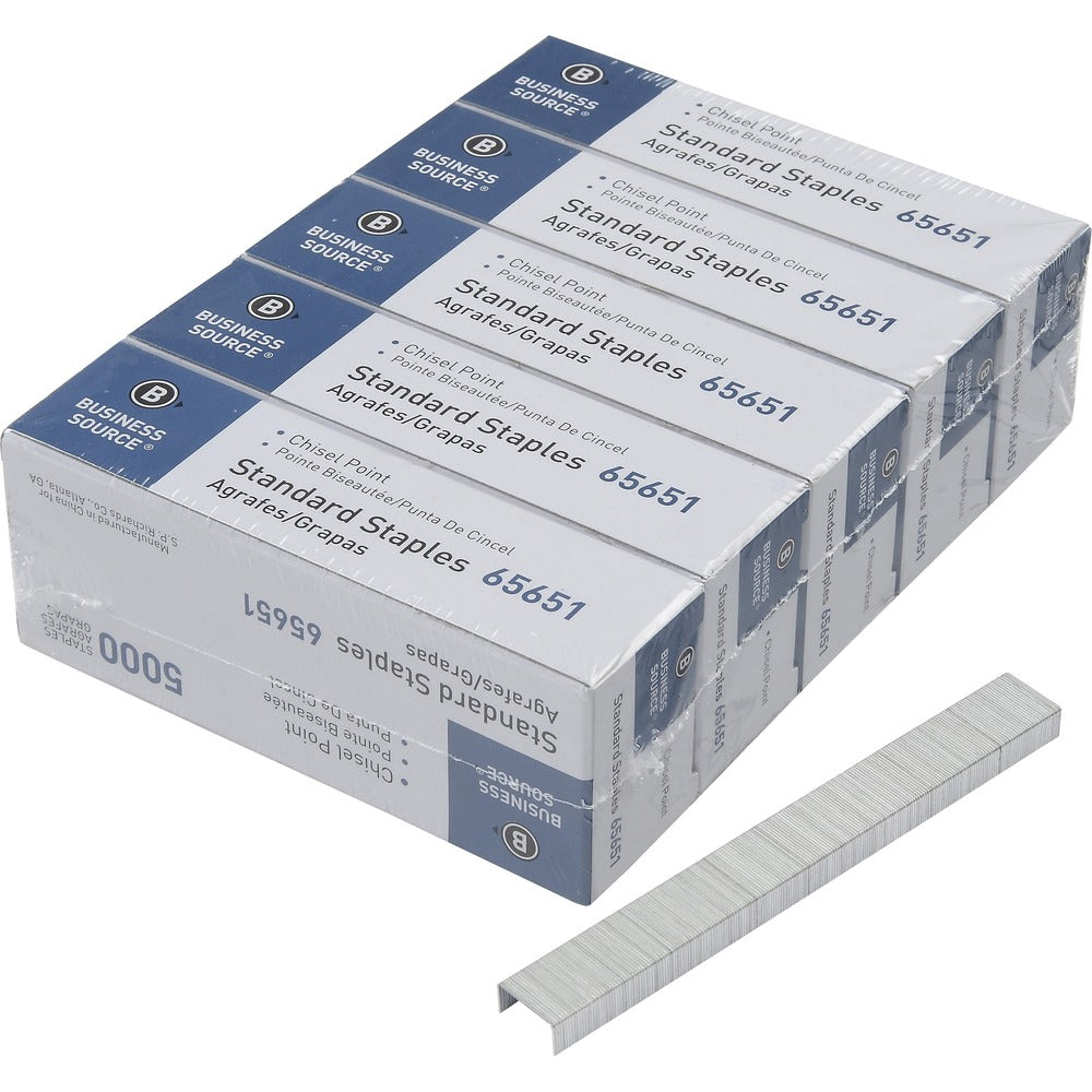 Image of Business Source Standard Staples,Chisel Point,210 Strip,5000/BX,5BX/PK,SR