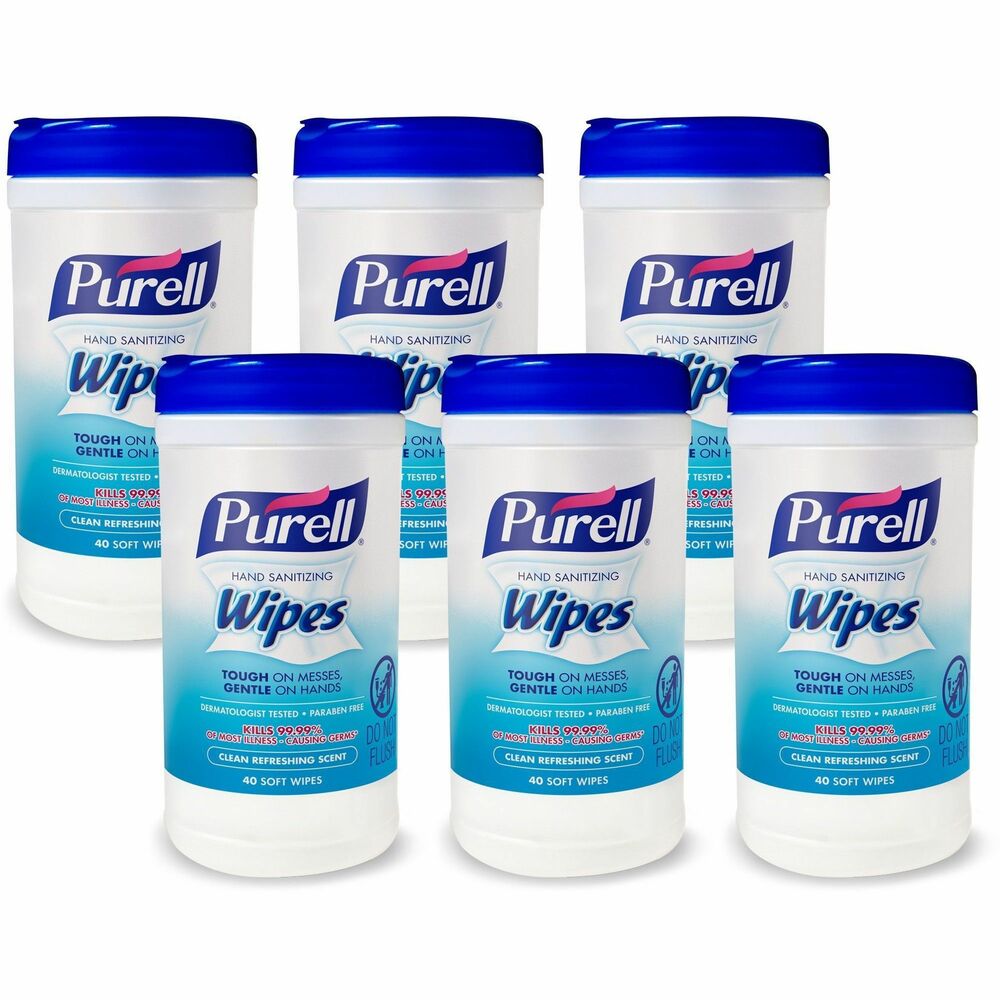 Image of Gojo Hand Sanitizing Wipes, 40Shts, 6/CT, White