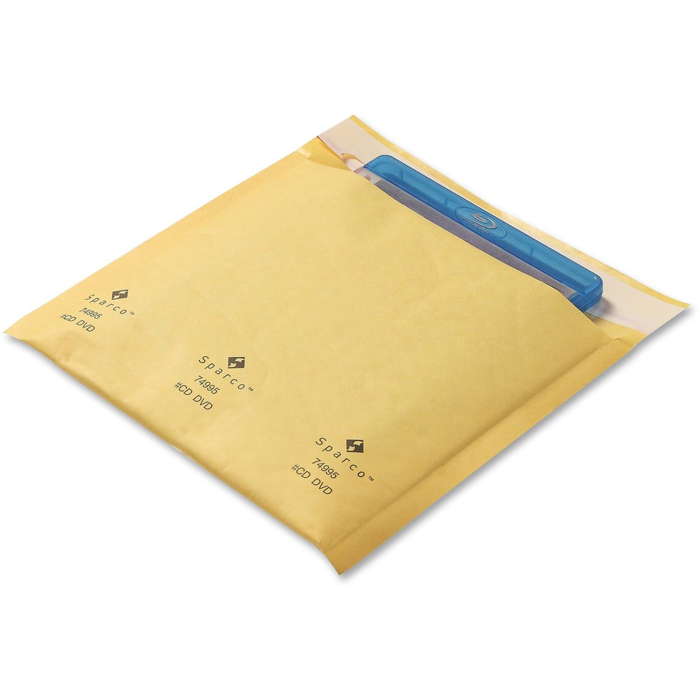 Image of Sparco Cushioned Bubble Mailer CD/DVD, 7-1/4"x8", 25/PK, GD