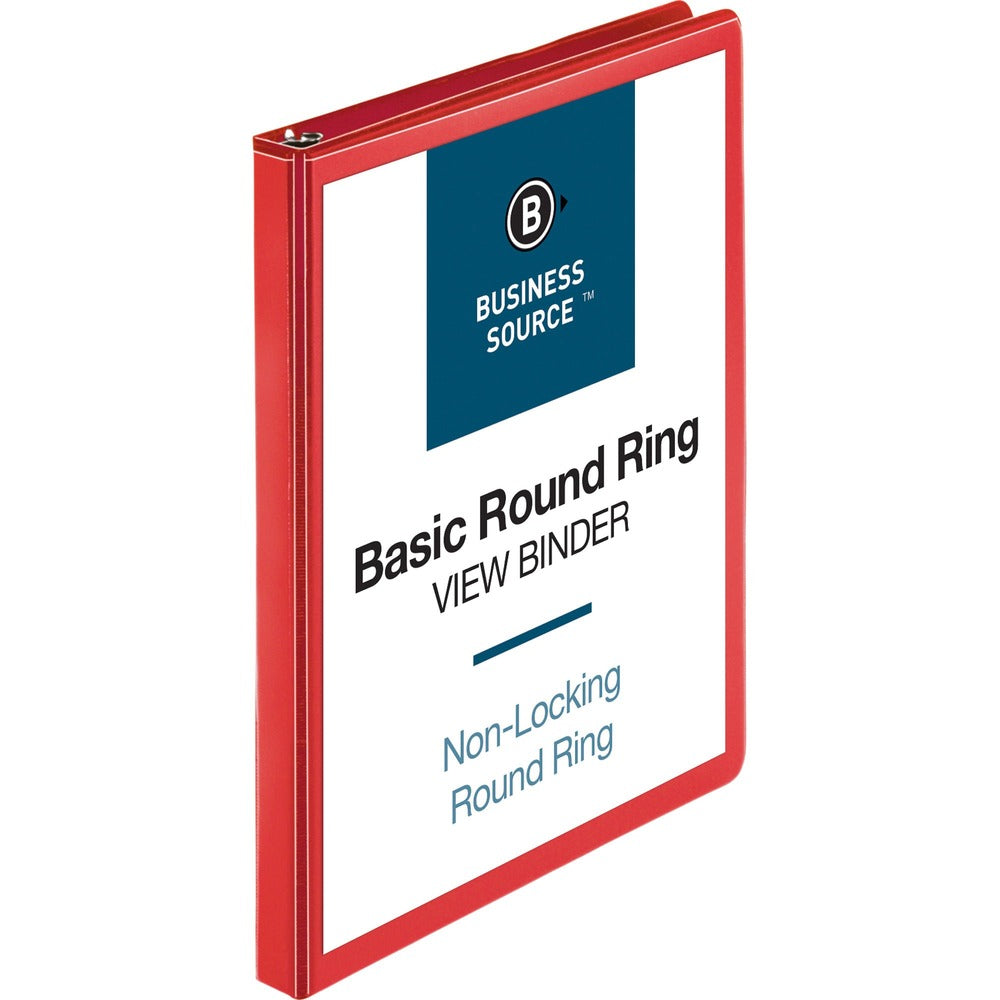 Image of Business Source View Binder, Round Ring, .5", Red