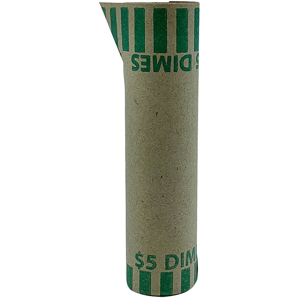 Image of PAP-R Products Dime Tubular Coin Wrap, Nested, 1000/BX, Green