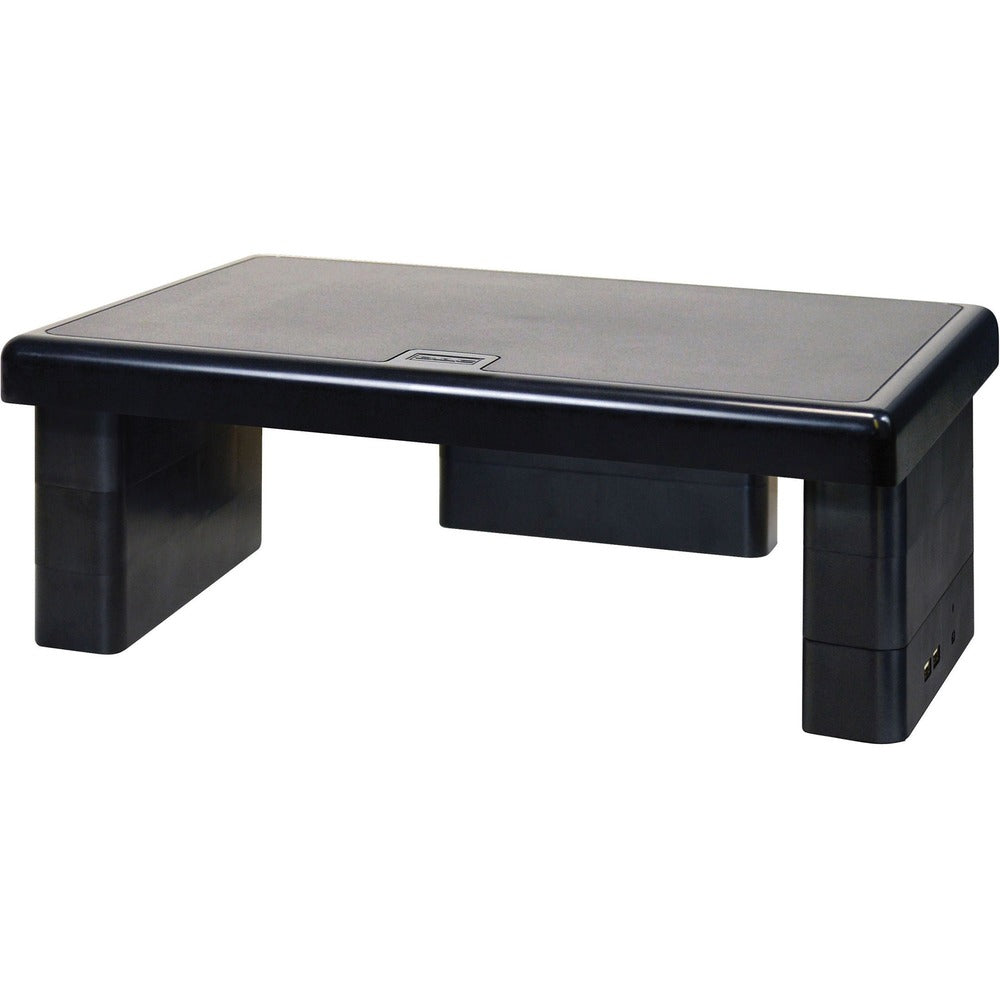 Image of Data Accessories Company Monitor Stand, w/2 USB Ports, 13"x10-1/2"x1-4-3/4", Black