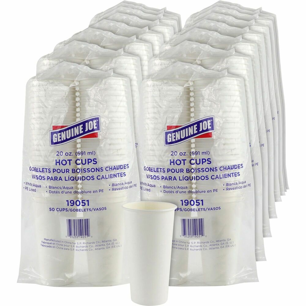 Image of Genuine Joe Hot Coffee Cups, 20oz, 50/PK, 20PK/CT, White