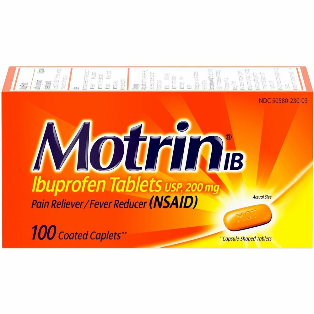 Image of Johnson & Johnson Motrin Ibuprofen Caplets, 200mg, 100/BX, Red