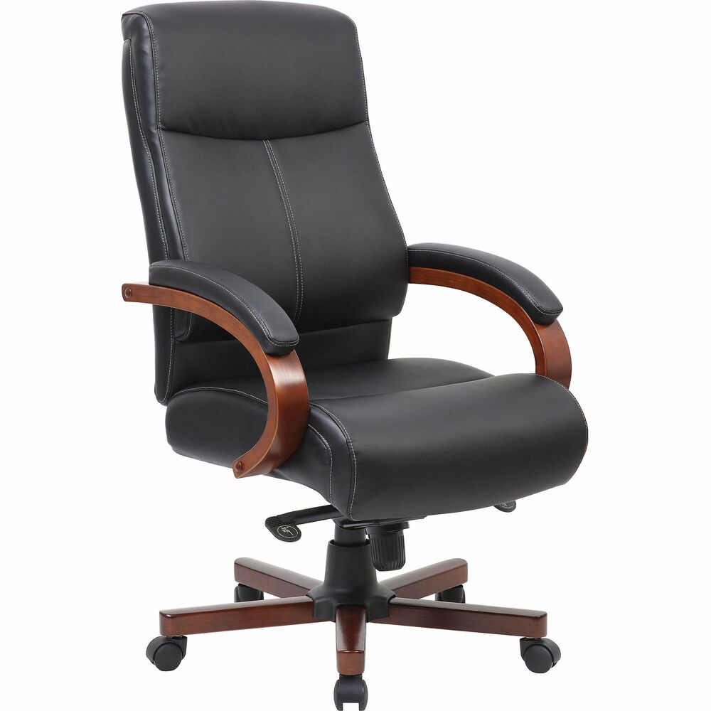 Image of Lorell Hi-Back Exec Chair,26.77"x29.5"x42.91"-45.87",Black/Cherry