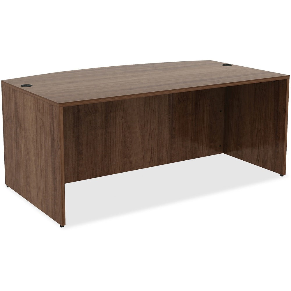 Image of Lorell Desk Shell, Bowfront, 72"x41-2/5"x29-1/2", Walnut