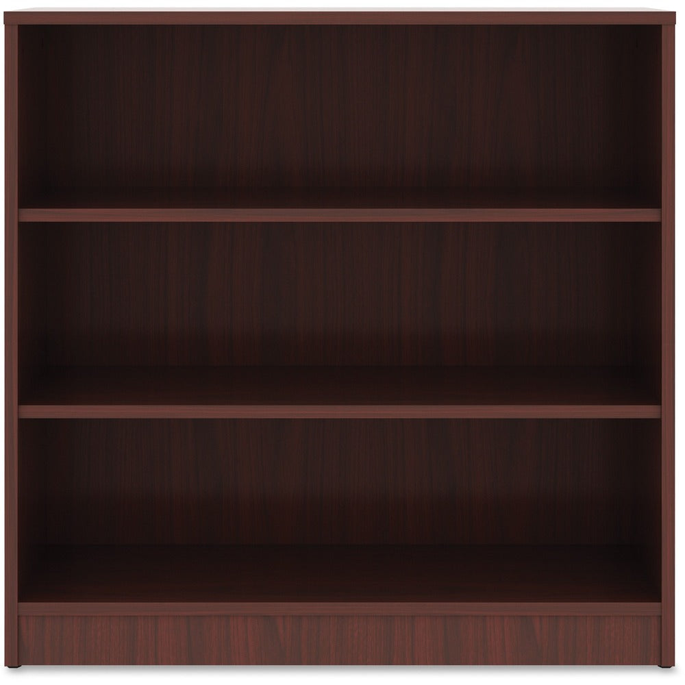 Image of Lorell Bookcase, 3-Shelf, 2 Adj Shelves, 36"x12"x36", Mahogany