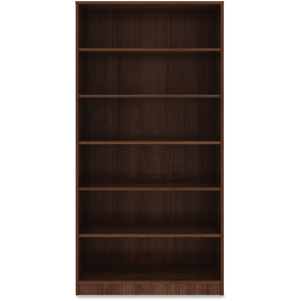 Image of Lorell Bookcase, 6-Shelf, 5 Adj Shelves, 36"x12"x72", Walnut