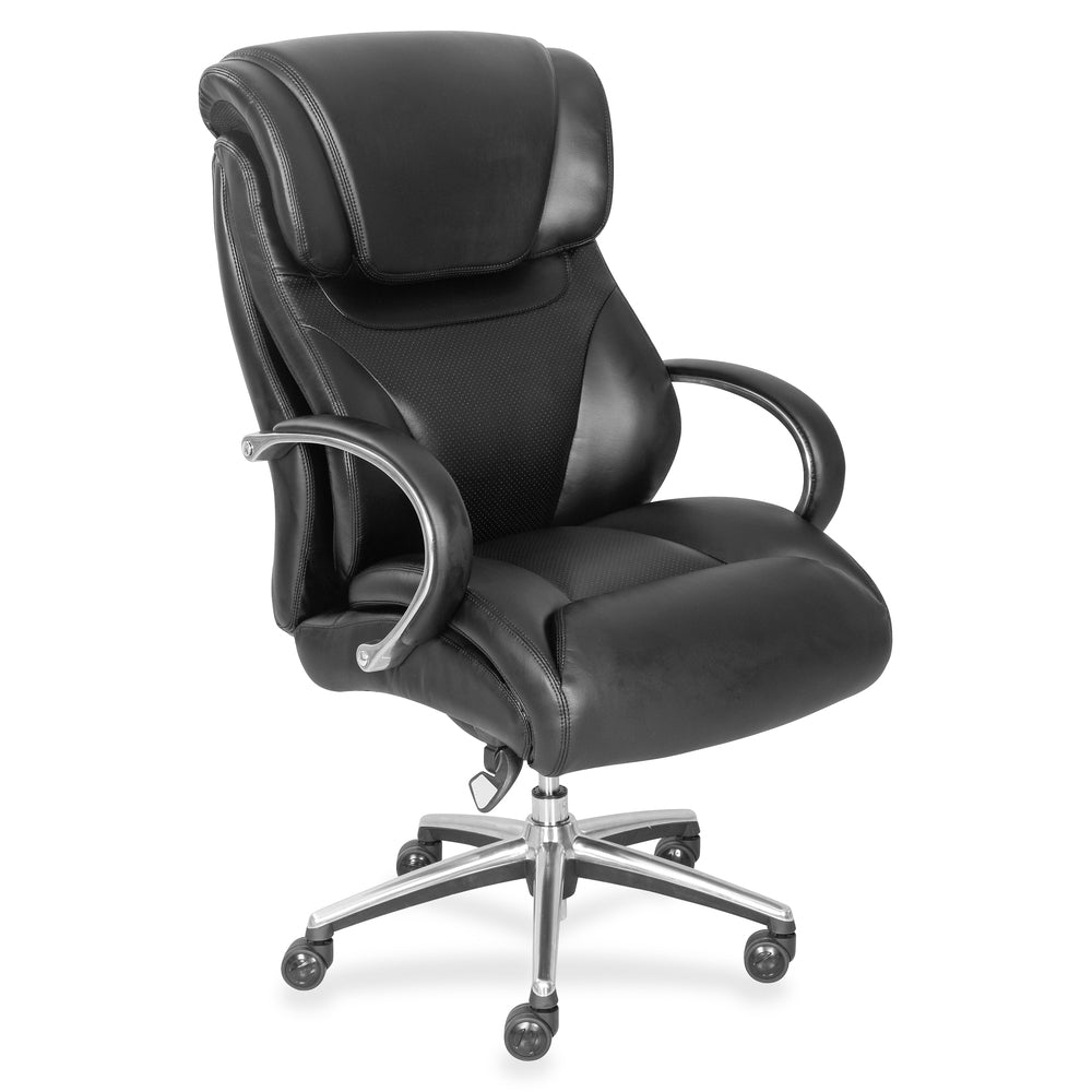 Image of La-Z-Boy Chair Company Faux Leather Mid-Back Chair, 32-3/4"x27-3/4"x45-1/4", BK
