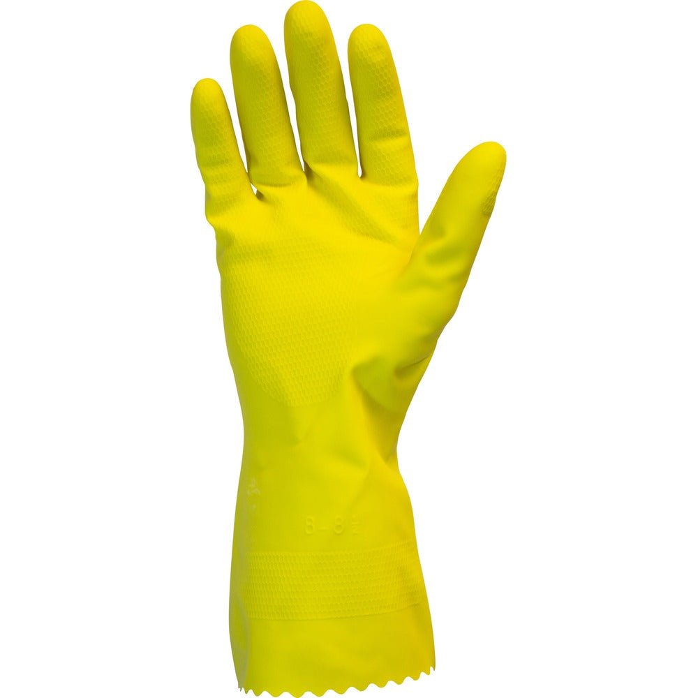 Image of The Safety Zone Gloves,Flock-lined,Latex,Medium,18 mil,12"L,YW