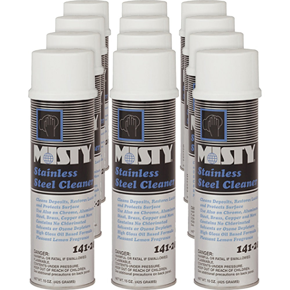 Image of Amrep,Inc. Stainless Steel Cleaner, Lemon Fragrance, 12/CT, BK/SR