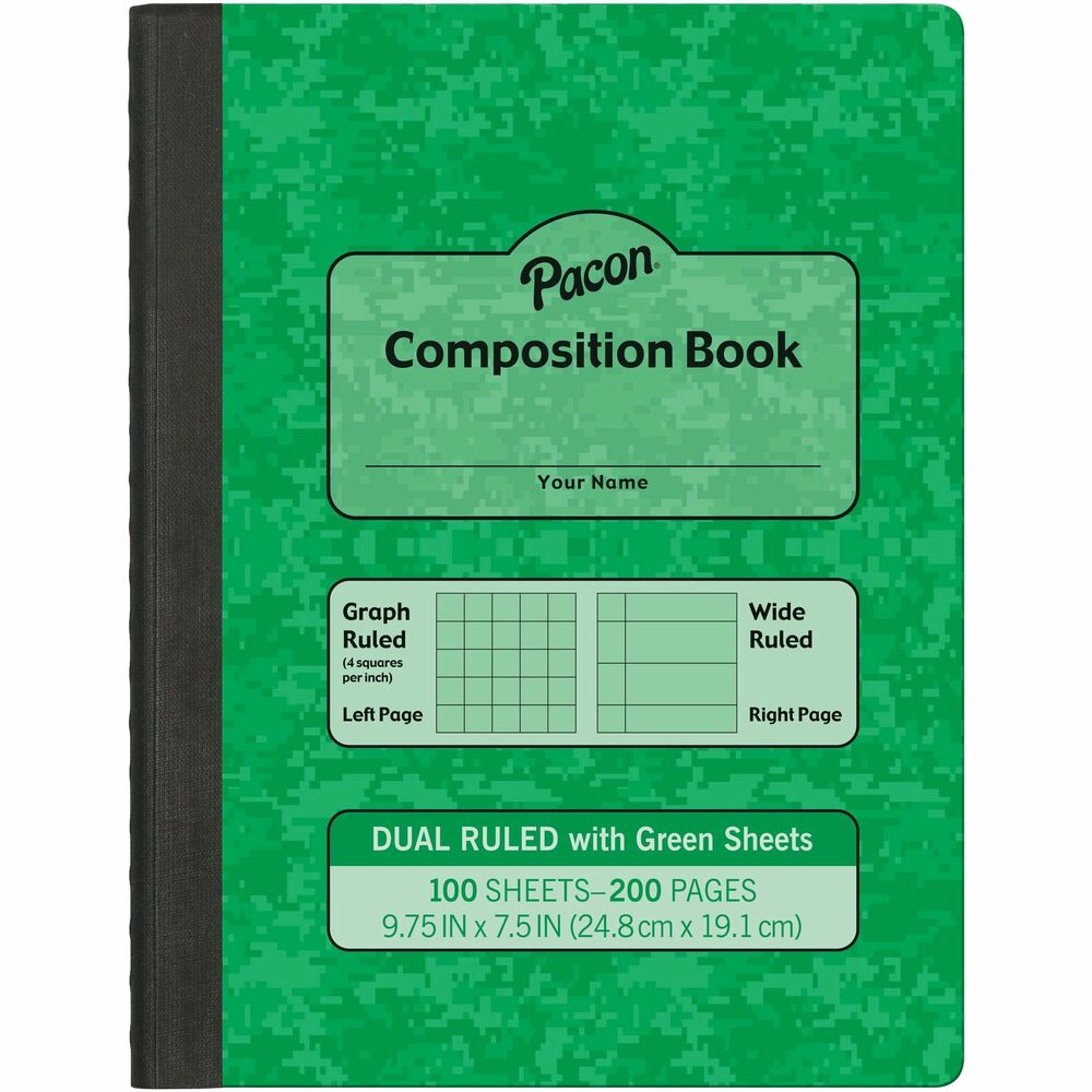 Image of Pacon Composition Books, Dual-Ruled, 7-1/2"Lx9-3/4"H, 24/CT, Green