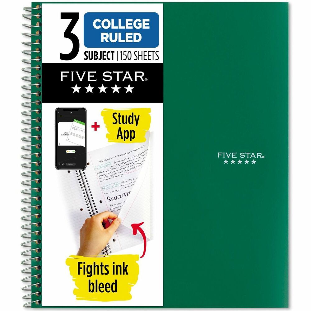 Image of Mead Notebook, 3-Subject, Spiral, 8-1/2"x11-1/2", Green