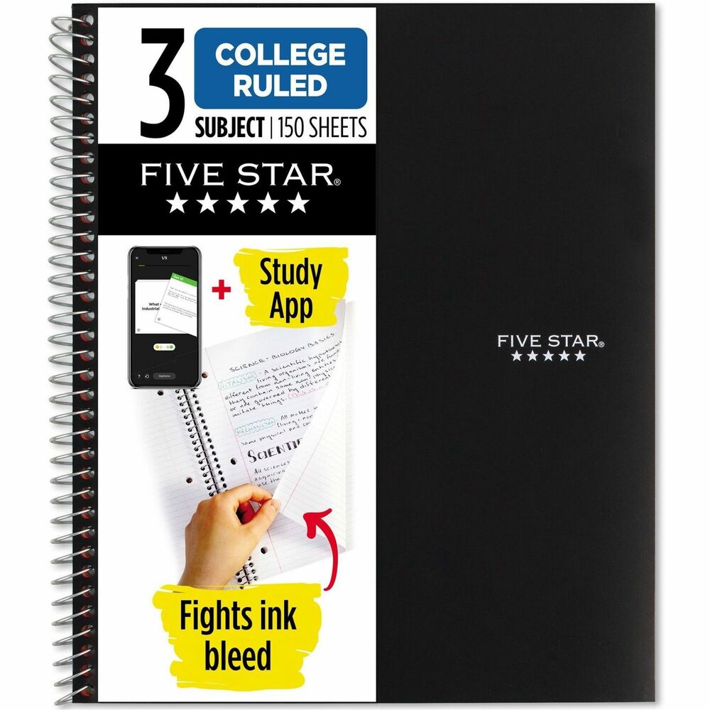 Image of Mead Notebook, 3-Subject, Spiral, 8-1/2"x11-1/2", Black