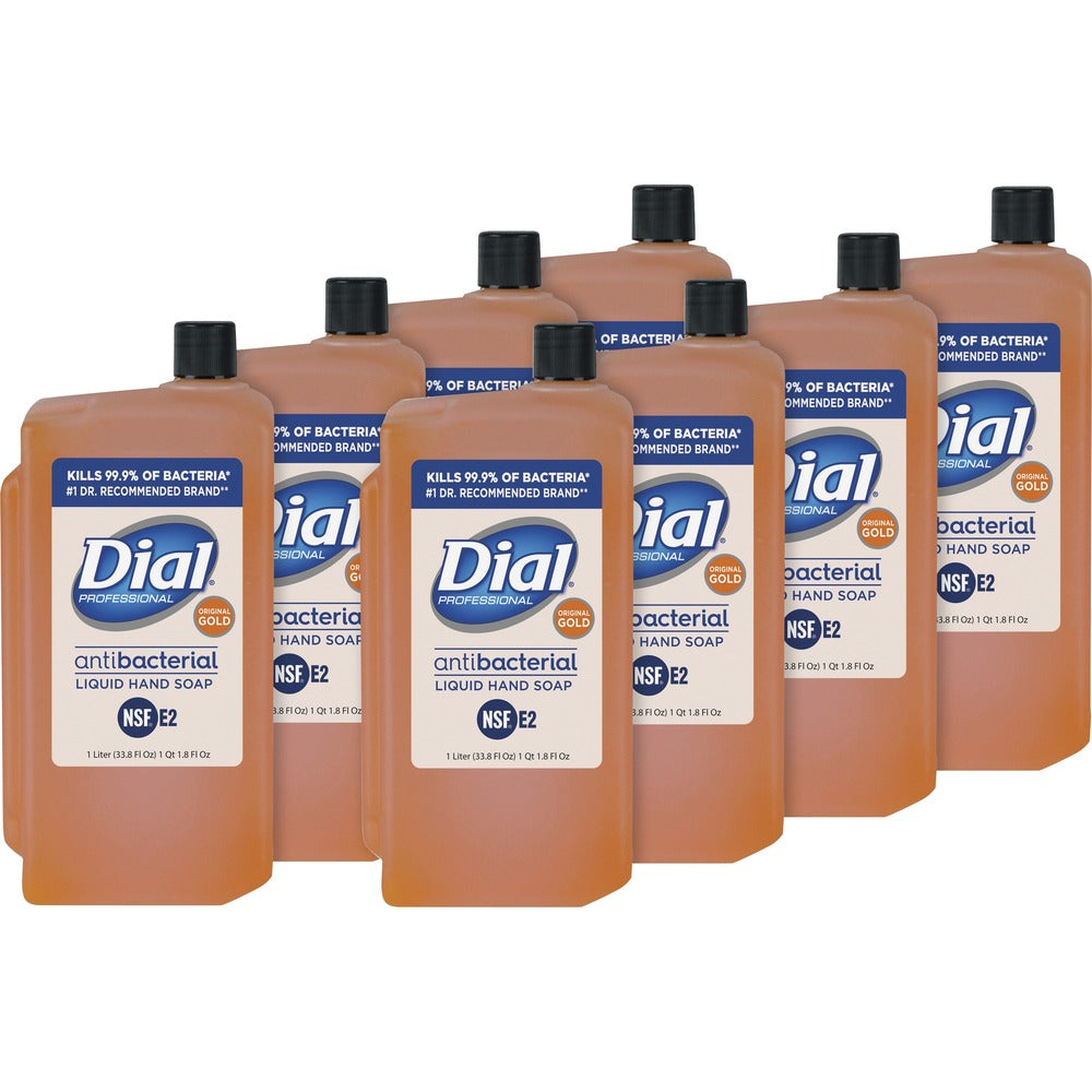 Image of Dial Corporation Hand Soap,Liquid,Antibacterial,1 Liter, 8/CT, Gold