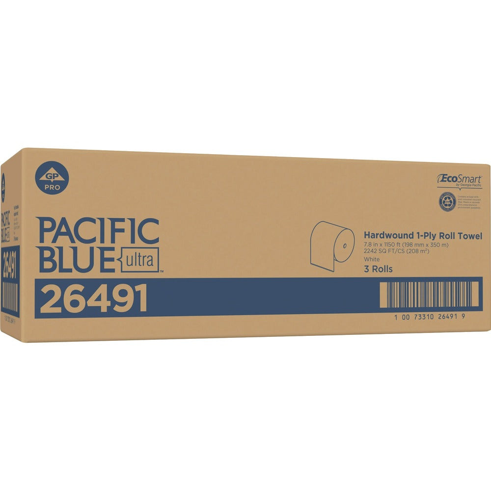 Image of Georgia-Pacific Paper Towels, Hardwound, 7-4/5"x1150', 3RL/CT, White