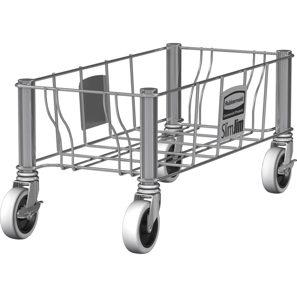 Image of Rubbermaid Commercial Products Dolly, f/1 Slim Jim,Stainless Steel, 100 lb Cap, Silver
