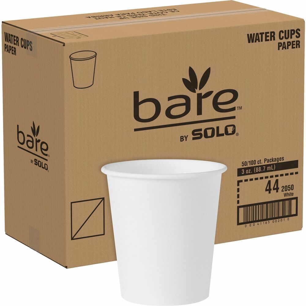 Image of Solo Cup Company Water Cups, Treated Paper, 3 oz, 5000/CT, White