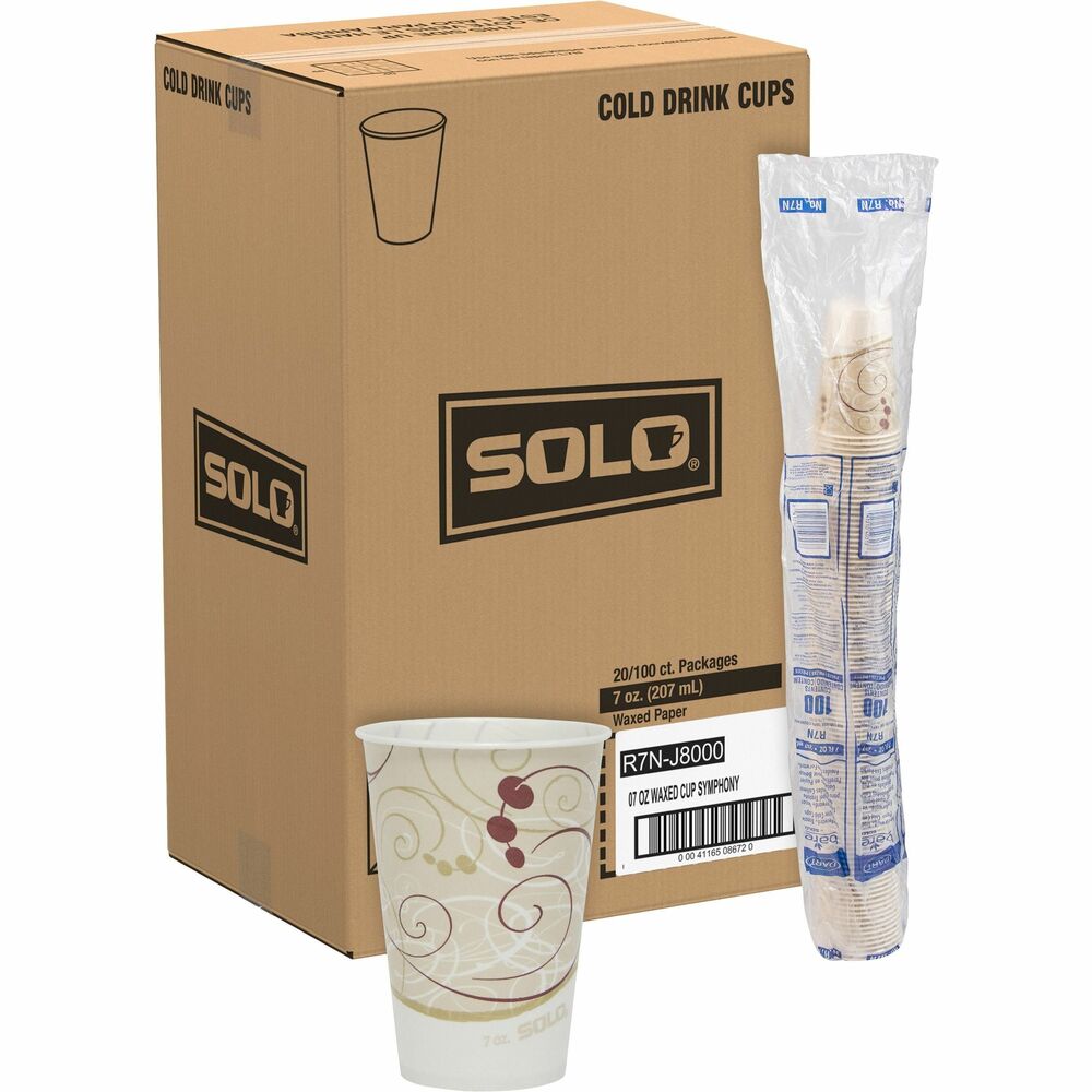 Image of Solo Cup Company Wax Coated Paper Cups, Cold, 7oz., 20pk/CT, Beige