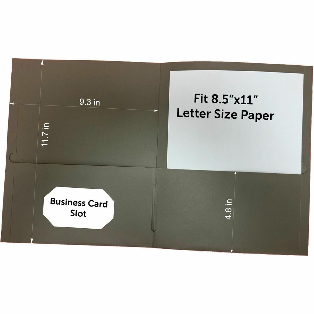 Image of Business Source Portfolio,2-Pocket,125-Sht Cap,8-1/2"x11-1/2",25/BX,GY