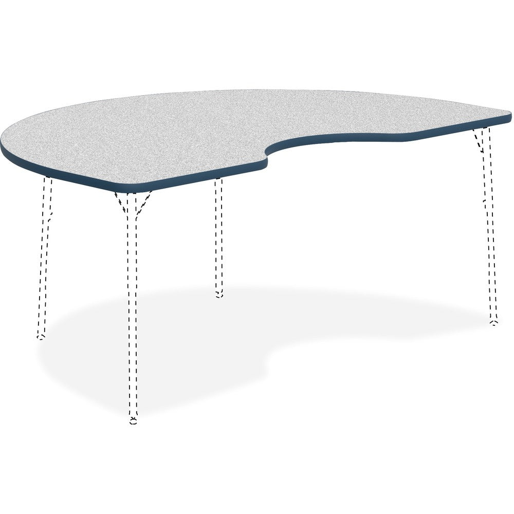 Image of Lorell Tabletop, Kidney, Laminate, 48"x72", Gray/Navy