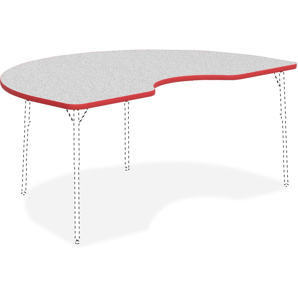 Image of Lorell Tabletop, Kidney, Laminate, 48"x72", Gray/Red