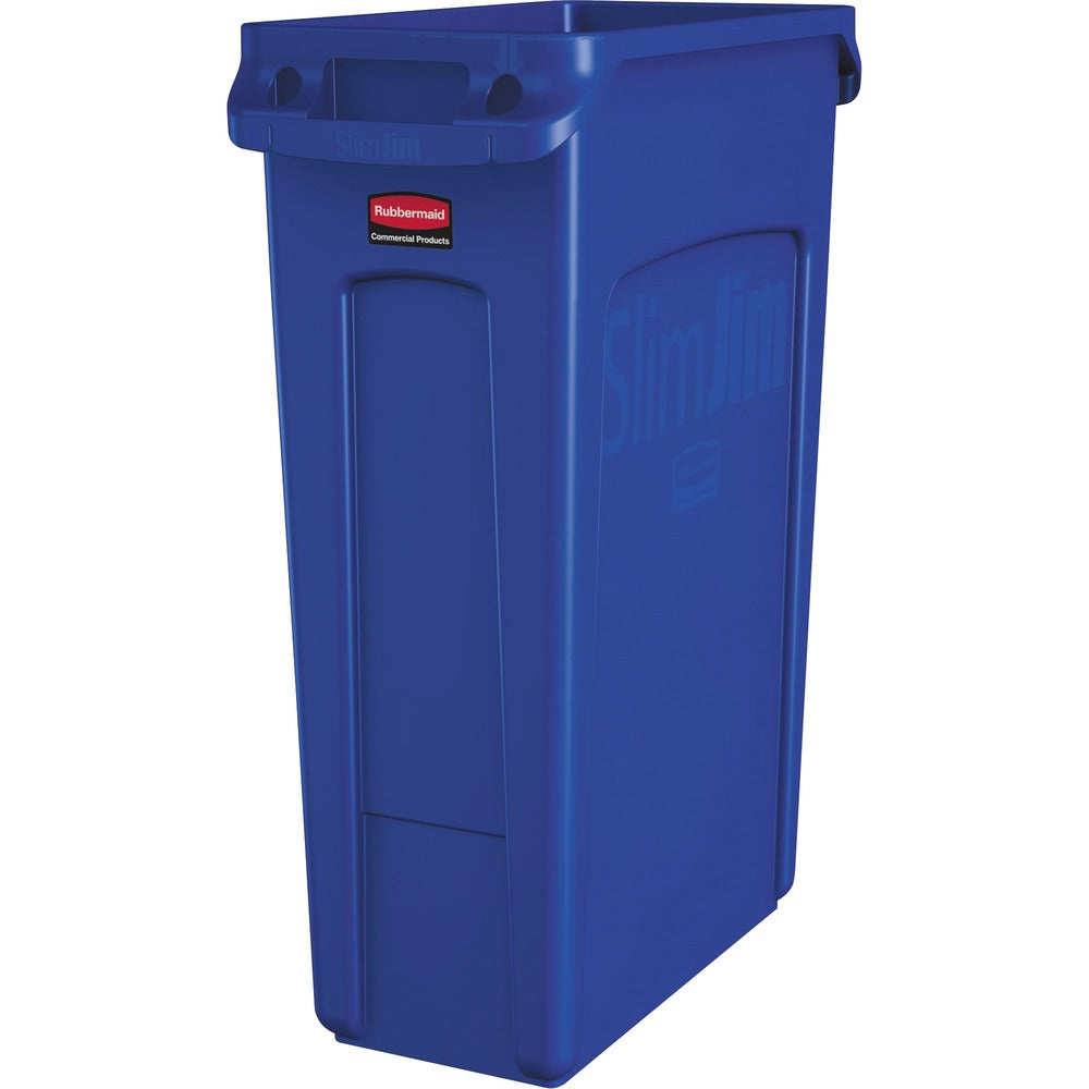 Image of Rubbermaid Commercial Products Waste Container, Slim Jim, Vented, 23 Gal, 22"x11"x30", BE
