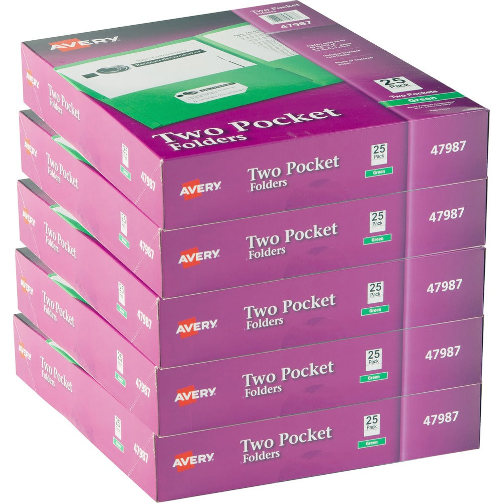 Image of Avery 2-Pocket Folder, Letter-size, 20Sh/Pocket, 125/CT, Green