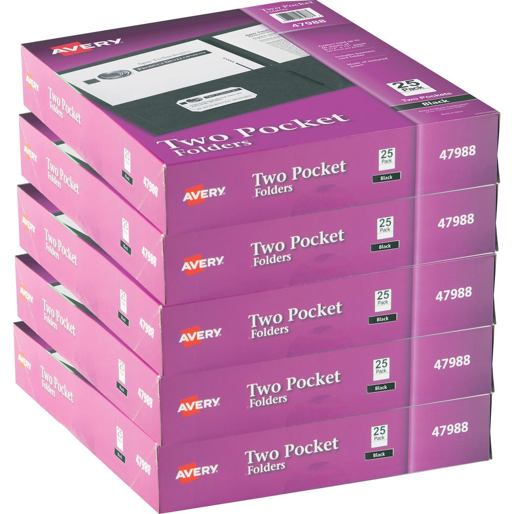 Image of Avery 2-Pocket Folder, Letter-size, 20Sh/Pocket, 125/CT, Black
