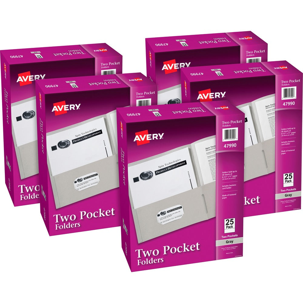 Image of Avery 2-Pocket Folder, Letter-size, 20Sh/Pocket, 125/CT, Gray