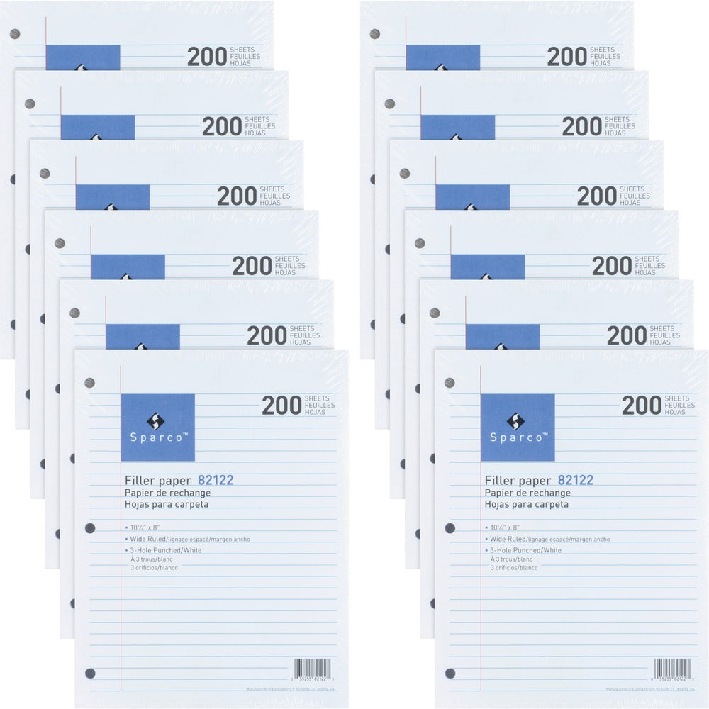 Image of Sparco Filler Paper,Wide-Ruled,16lb,10-1/2"x8",200/PK,12/BD,WE