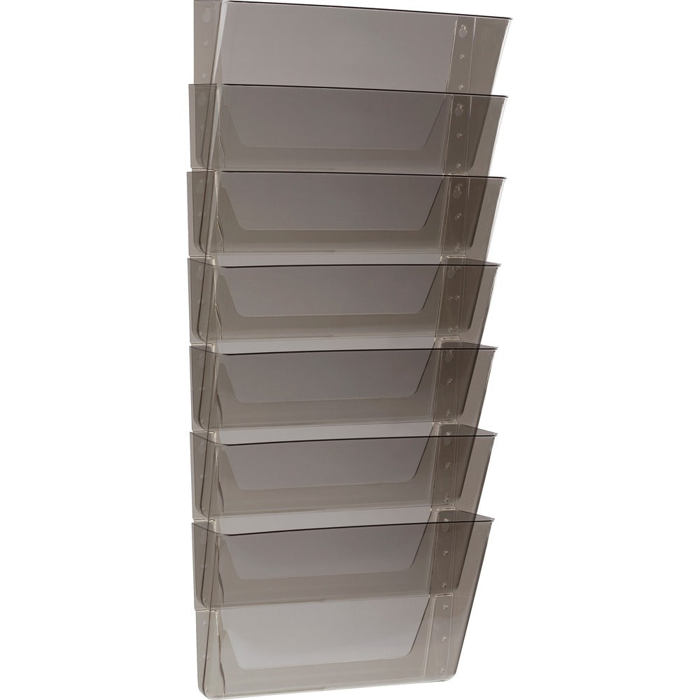 Image of Storex Industries Corporation Wall File, Stackable, Letter, 4"W x 13"L x 7"H, 7/ST, Smoke