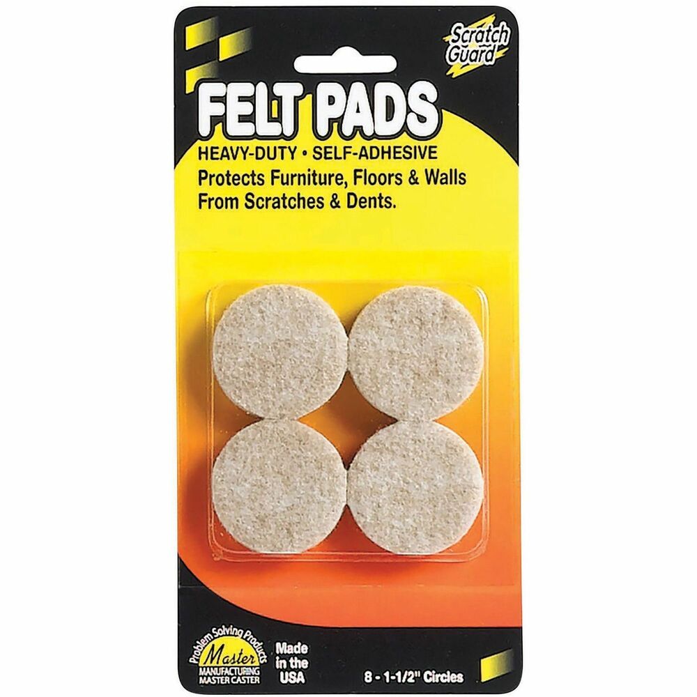 Image of Master Caster Felt Pads, Round, 3/16" Thick, 1-1/2"Dia, 8/PK, Beige