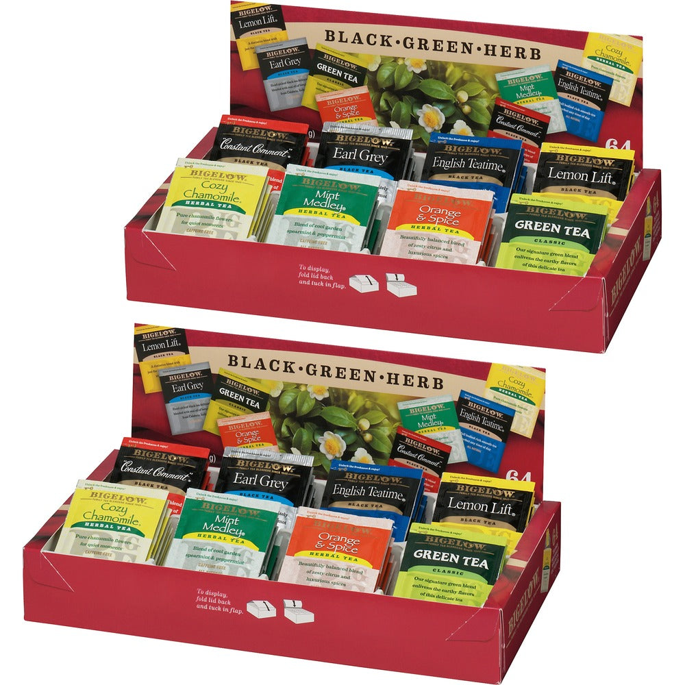 Image of Bigelow Tea Tray Packs, 8 Assorted Teas,64/BX,2BX/BD, Multi