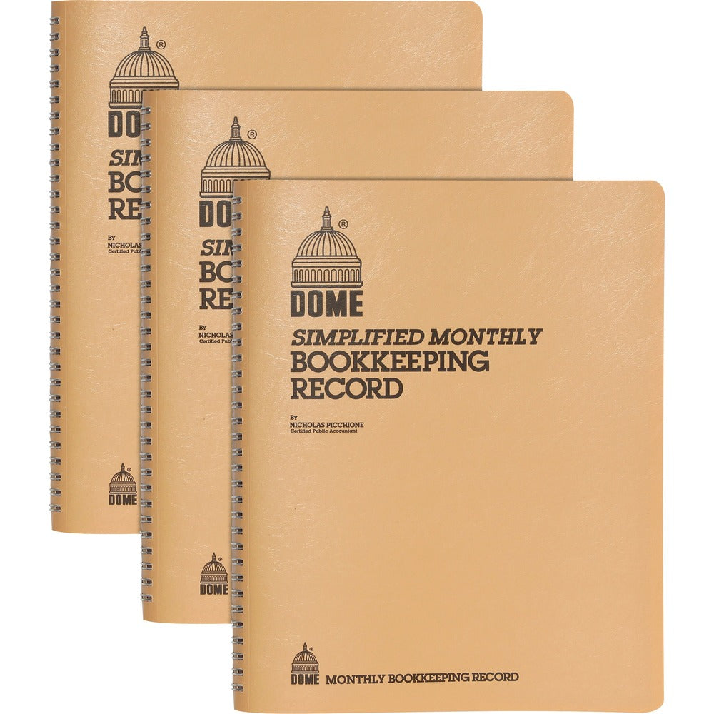 Image of Dome Publishing Co Inc Bookkeeping Record Books,Monthly,Undated,9"x11",3/BD,Beige