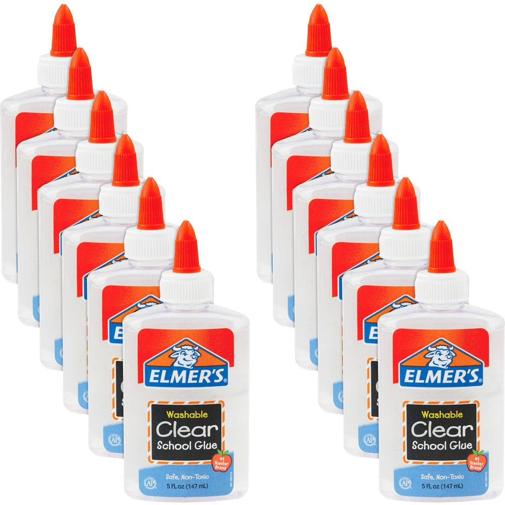 Image of Elmer's School Glue, Washable, Nontoxic, 5 oz, 12 Bottles/BD, Clear