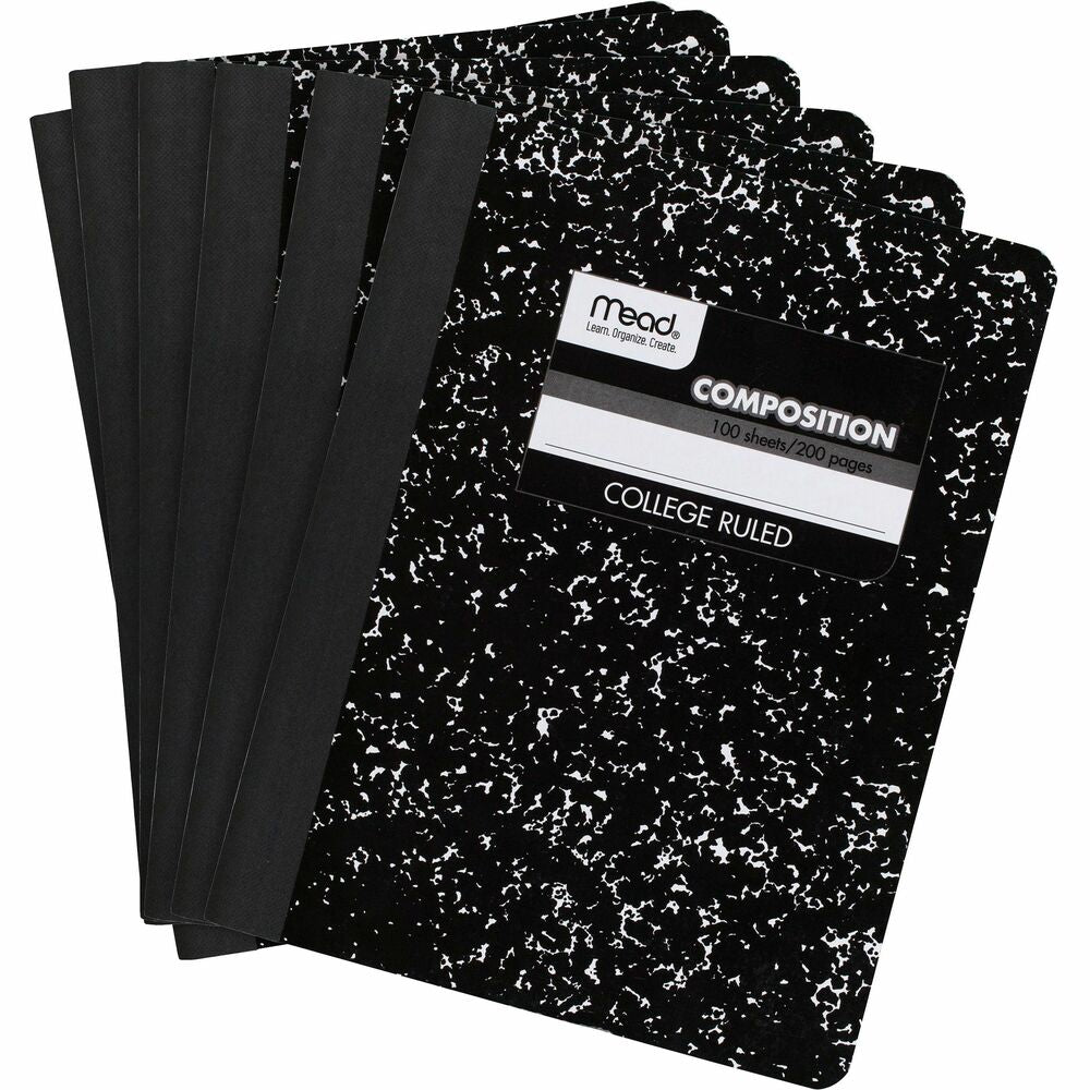 Image of Mead Composition Books, Sewn, 7-1/2"x9-3/4", 12/CT, BK Marble