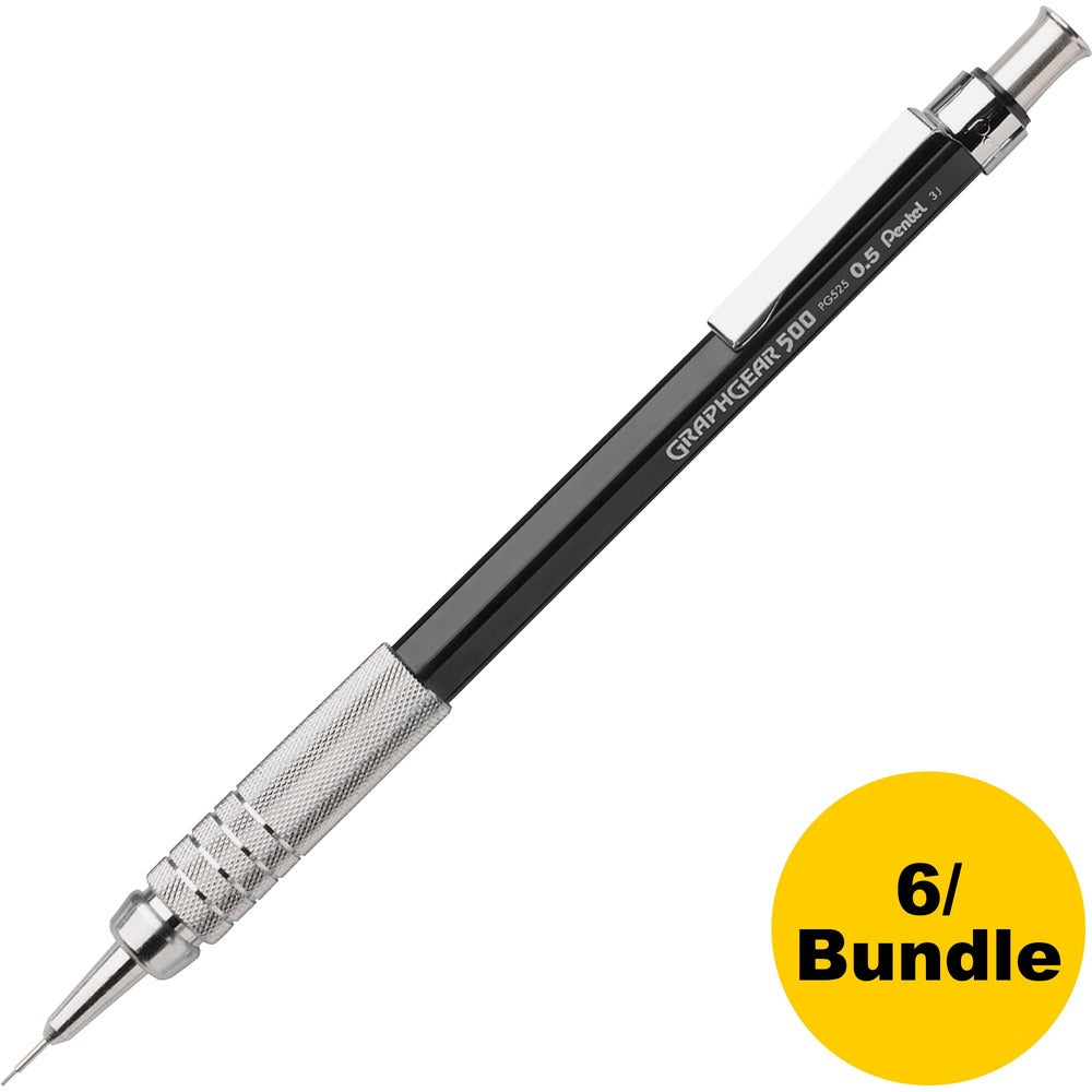 Image of Pentel Graphgear 500 Pencils, Refillable, .5mm, 6/BD, Black